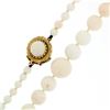 Image 9 : Antique Graduated White Angel Skin Coral Necklace & 14K Gold Hand Engraved Clasp