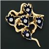 Image 2 : Vintage 18k Gold Dark Blue Enamel & 0.53 ctw Diamond Cup Flower Brooch Pin Penda