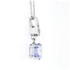 Image 6 : 14K Gold 3.40 ctw GIA No Heat Sapphire & Octagonal Diamond Drop Pendant Necklace