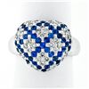 Image 1 : 18K White Gold 1.95 ctw Pavï¿½ Sapphire & Diamond Puffed Domed Heart Cluster Rin