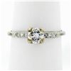 Image 1 : Antique Art Deco Platinum .65 ctw Transitional Diamond Engagement Ring w/ Accent