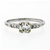 Image 4 : Antique Art Deco Platinum .65 ctw Transitional Diamond Engagement Ring w/ Accent