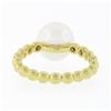 Image 6 : 18k Yellow Gold 10.50mm Cultured Pearl Solitaire Round Bezel Diamond Beaded Ring