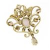 Image 4 : Vintage 14k Yellow Gold Cabochon Opal Teardrop Dangle Open Pin Brooch Pendant