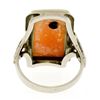 Image 7 : Antique 18K White Gold Rectangular Carved Shell Cameo Diamond Etched Frame Ring