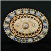 Image 2 : Vintage 14k Gold 2.4 ctw Diamond Sapphire Moonstone Oval Wreath Brooch Pendant