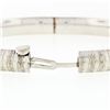 Image 4 : Vintage 14K White Gold Etched Textured Faceted 6.5" Open Slip On Bangle Bracelet
