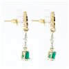 Image 4 : Vintage 14k Gold 1.28 ctw Trillion Emerald & Diamond Fleur De Lis Enamel Earring
