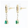 Image 5 : Vintage 14k Gold 1.28 ctw Trillion Emerald & Diamond Fleur De Lis Enamel Earring
