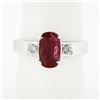 Image 3 : Vintage 18k Gold 1.62 ctw GIA Oval Ruby & Round Diamond Accent Engagement Ring