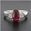 Image 4 : Vintage 18k Gold 1.62 ctw GIA Oval Ruby & Round Diamond Accent Engagement Ring