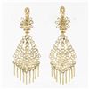 Image 1 : Vintage 18K Yellow Gold Open Work Drop Chandelier & Dangle Tassels Post Earrings