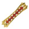 Image 2 : Vintage Italian Faceted 18K Yellow Gold Round Ox Blood Coral Bead Bar Pin Brooch