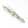 Image 6 : Antique Art Deco 14k White Gold 0.05 ctw Single Cut Diamond Open Filigree Bar Pi