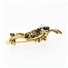 Image 4 : Vintage 14k Yellow Gold 1.20 ctw Sapphire & Pearl Detailed Flower Leaf Pin Brooc