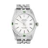 Image 1 : Rolex Mens Stainless Steel Silver Index 18K White Gold Diamond & Emerald Bezel 3