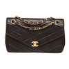 Image 1 : Chanel Single Flap Envelope Stitch Cheveron Shoulder Bag Black Leather