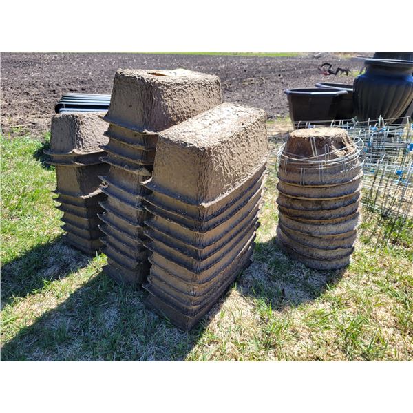 Approx. 33 Rectangular Fibre Pots Appx 7"X 14", 8 - 11"Round Fibre Pots, Approx 12"X6"