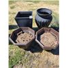 Image 1 : 4- huge planters, solid plastic, 2- 16" octagon planters 14" high, 2- 2' planters,1 round, 1 square
