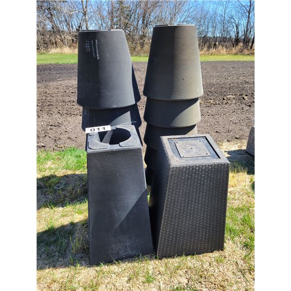 10- Planters, approx. 16" x 14", good quality, 2- rectangular hard plastic planters, 22" x 10"