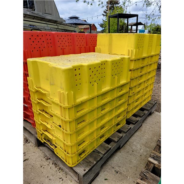 (So much each x 14) 14 yellow stackable vegetable crates