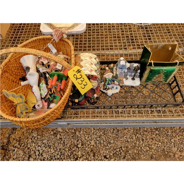 Christmas decorations, planter, fall figurines, welcome sign