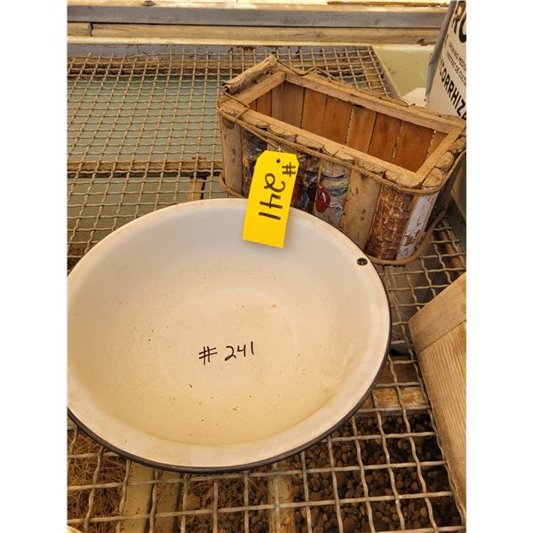 Antique wash basin, apple crate