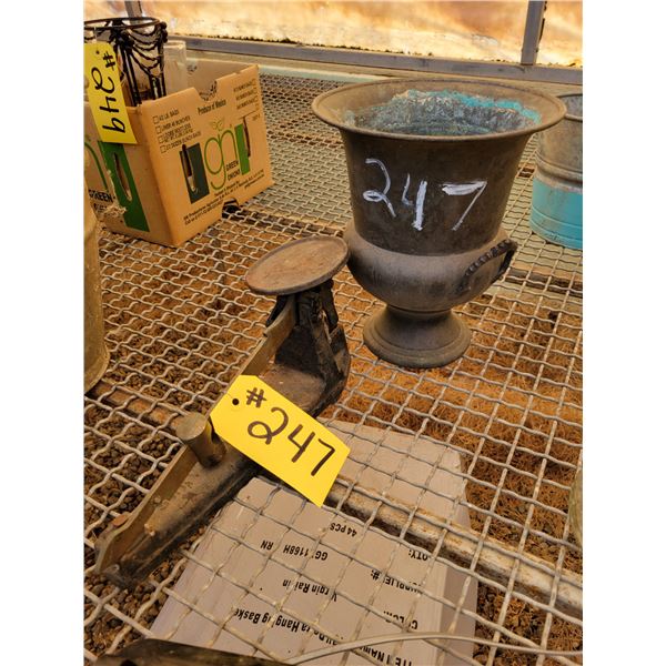 Antique scale & spittoon