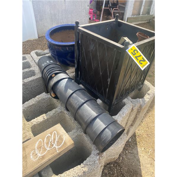 14" x 14" Metal planter & 1- Pottery Pot 16"