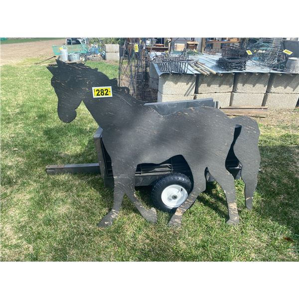 Plastic Wagon 3' x 2' hitch & cutout wooden horse