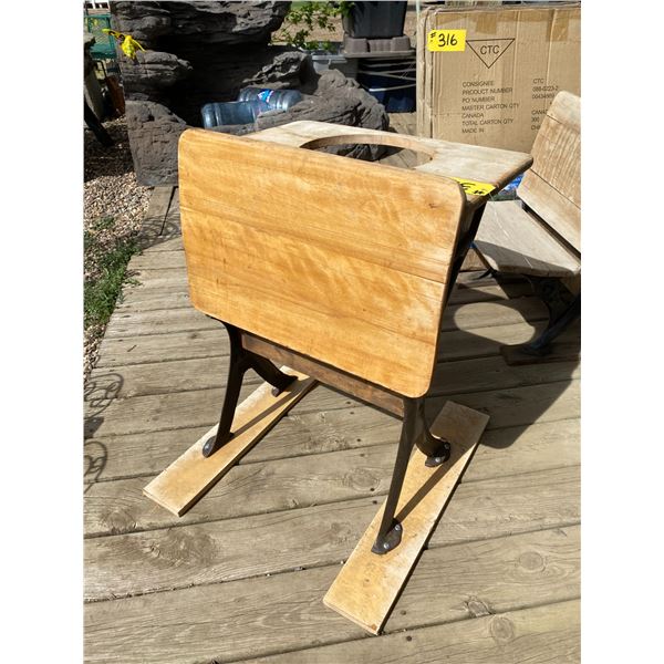 Antique school desk metal frame