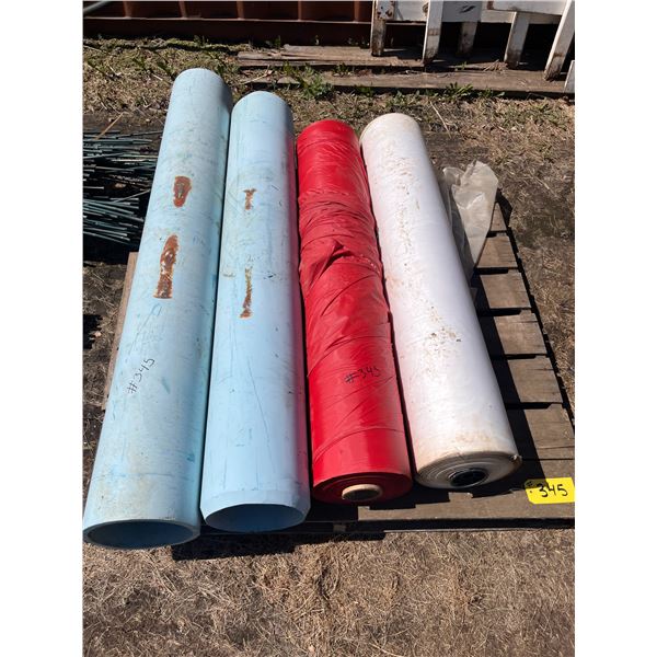2- 8" blue tubes, 2 NEW rolls mulch plastic 2000',1 red, 1 blue