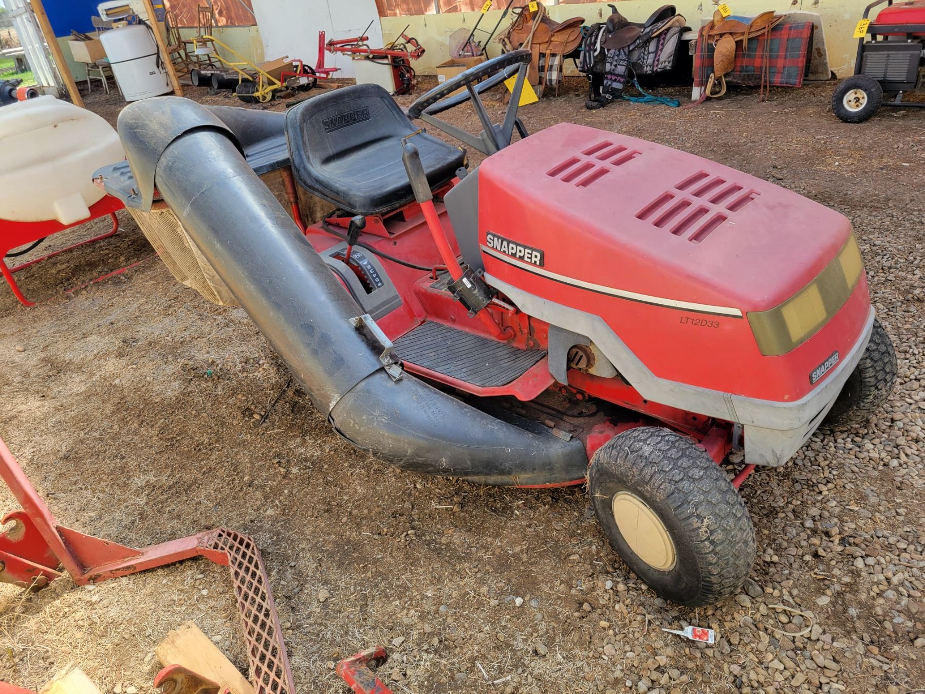 Snapper Ride on Mower c/w bagger, 12HP, not running 32