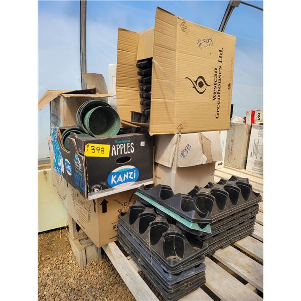 Asst Boxes of Pots, and carrying trays