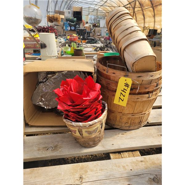 Wood Bushel baskets & foil wrappers