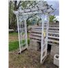 Image 1 : White wooden arbor, approx. 4 ft x 7 ft
