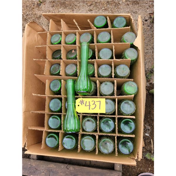 Approx. 39 green glass vases