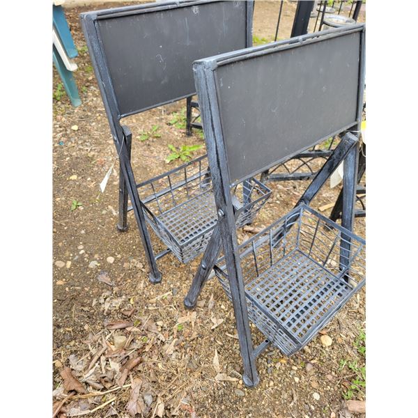 2- Small planter stands c/w chalk boards
