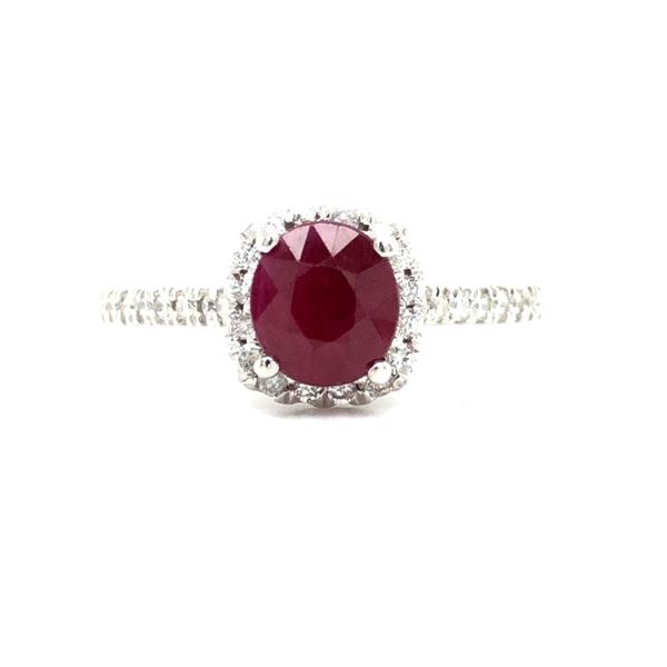 Simply Elegant Burma Ruby and Diamond Halo Ring