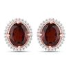 Image 1 : Rhodolite Garnet and Diamond Halo Earrings- Gem quality