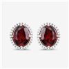 Image 3 : Rhodolite Garnet and Diamond Halo Earrings- Gem quality