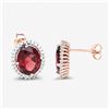 Image 4 : Rhodolite Garnet and Diamond Halo Earrings- Gem quality