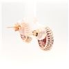 Image 5 : Rhodolite Garnet and Diamond Halo Earrings- Gem quality