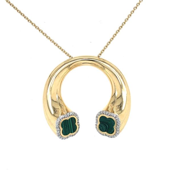 Clover-Cut Malachite, Diamond Necklace - Designer