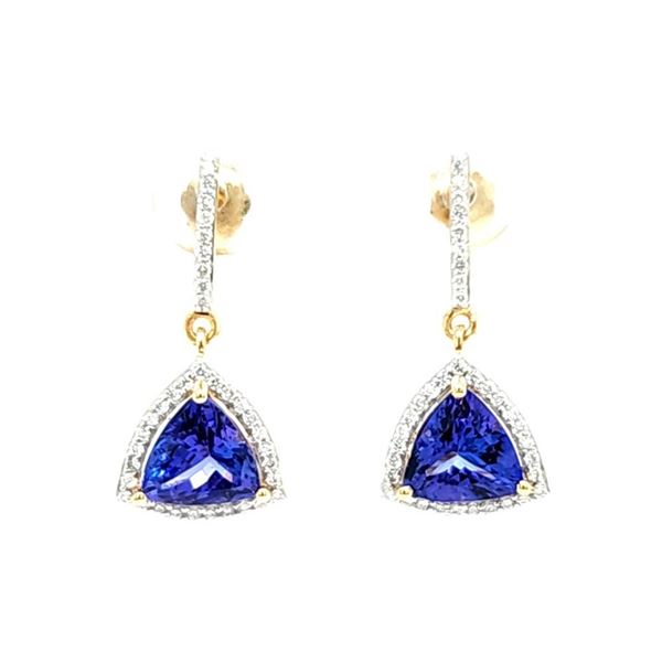 Trilliant-Cut Tanzanite and Diamond Halo Earrings