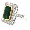 Image 2 : Emerald & Diamond Octagonal Ring Designer Signed