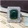 Image 5 : Emerald & Diamond Octagonal Ring Designer Signed