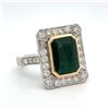Image 9 : Emerald & Diamond Octagonal Ring Designer Signed