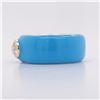 Image 2 : Sky Blue Enamel Wide Band with Bezel-Set Diamond