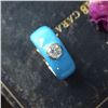 Image 6 : Sky Blue Enamel Wide Band with Bezel-Set Diamond